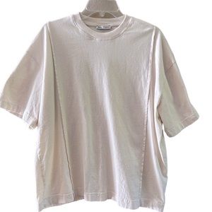 Zara Men’s short sleeve shirt color cream 100%cotton size Medium